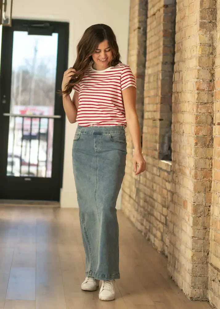 Donna Classic Wash Maxi Denim Skirt - IC Skirts