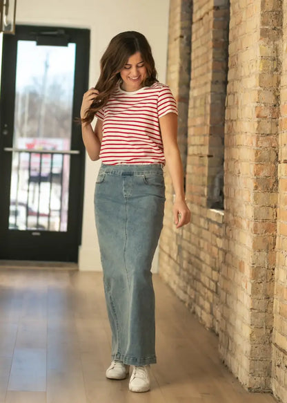Donna Classic Wash Maxi Denim Skirt - IC Skirts