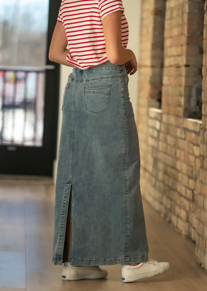 Donna Classic Wash Maxi Denim Skirt - IC Skirts