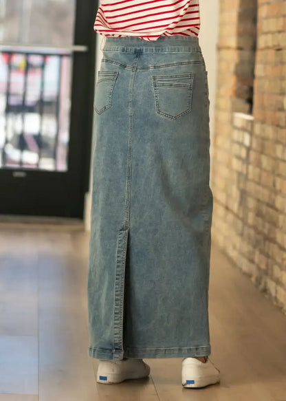 Donna Classic Wash Maxi Denim Skirt - IC Skirts