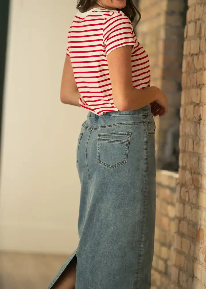 Donna Classic Wash Maxi Denim Skirt - IC Skirts