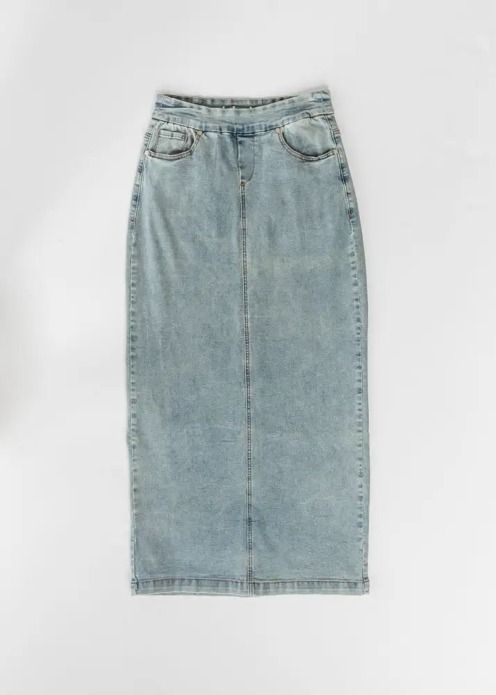 Donna Classic Wash Maxi Denim Skirt - IC Skirts