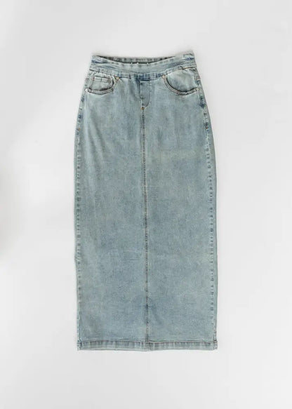 Donna Classic Wash Maxi Denim Skirt - IC Skirts