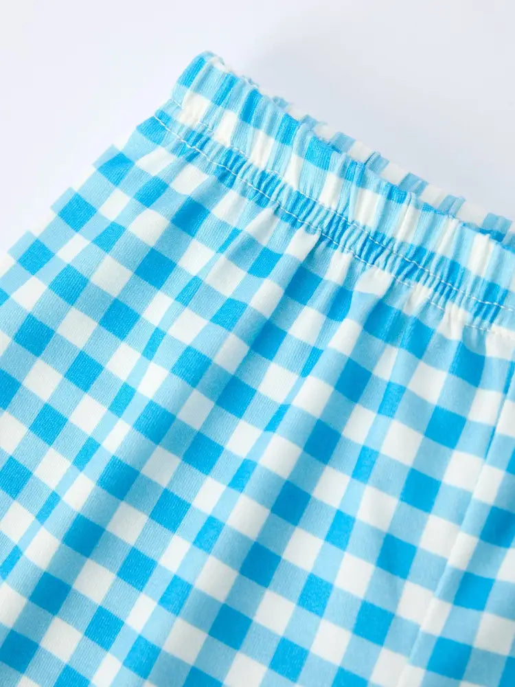 Fish Embroidery Smocking Plaid Boys’Set Outfit