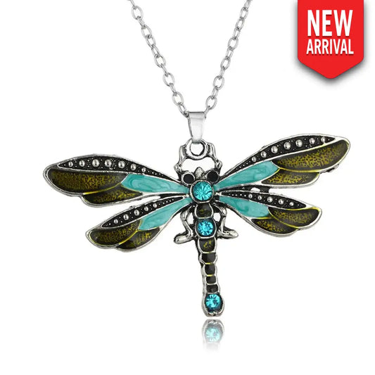Dragonfly Love – Green Necklace