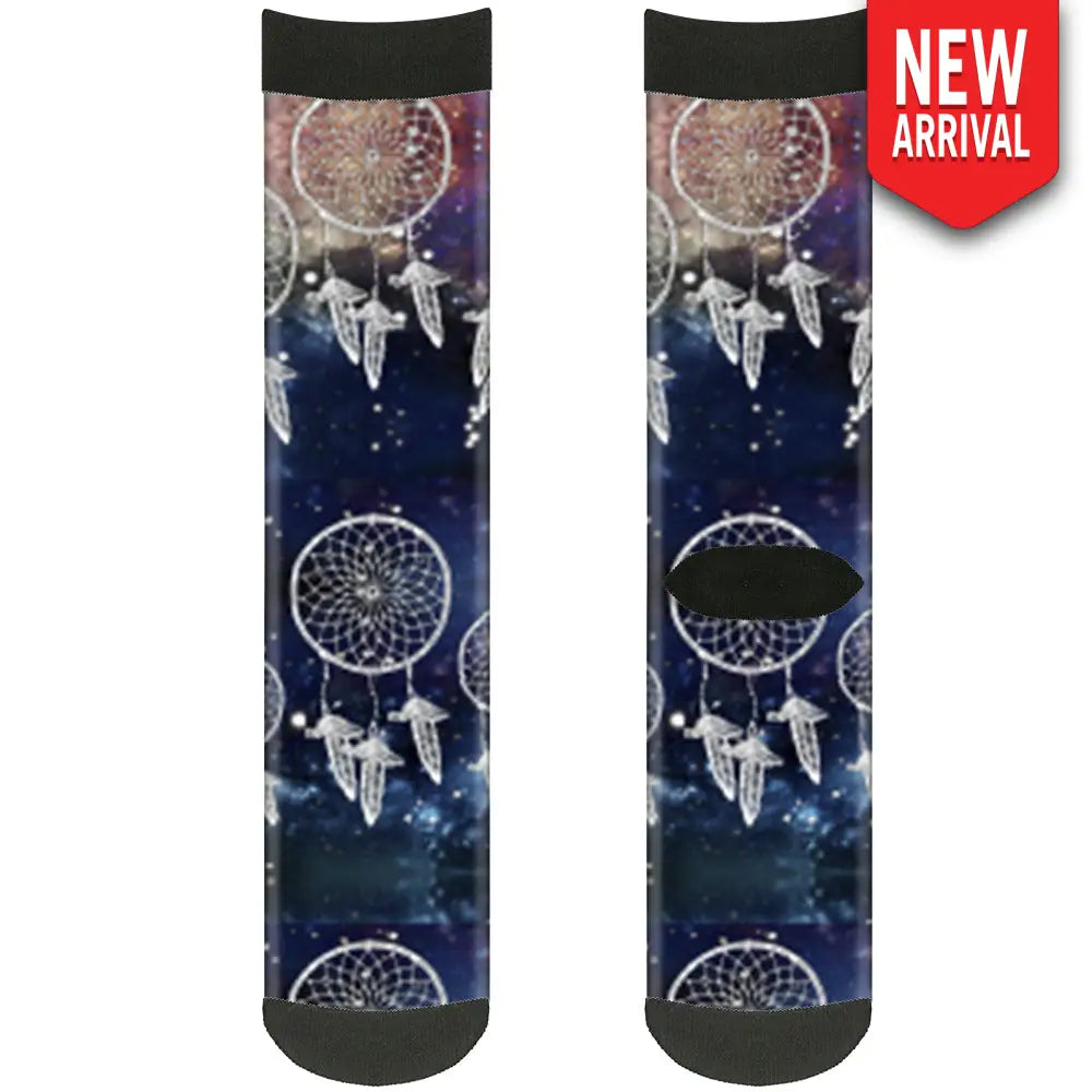 Sock Pair - Polyester - Dream Catcher Galaxy White - CREW Socks