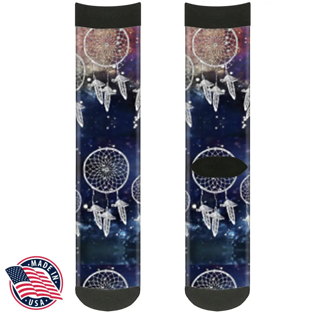 Sock Pair - Polyester - Dream Catcher Galaxy White - CREW Socks