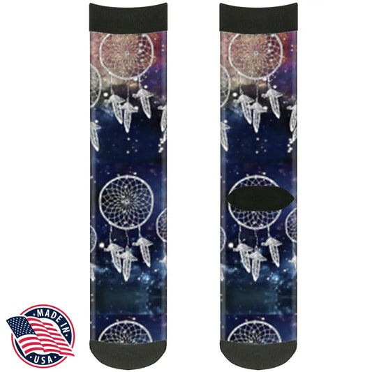 Sock Pair - Polyester - Dream Catcher Galaxy White - CREW Socks