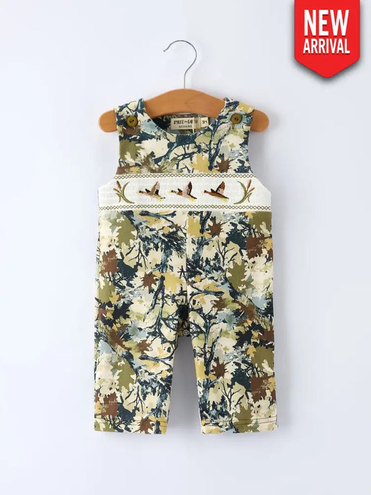 Camo Duck Smocking Embroidery Baby Boy Romper - Romper