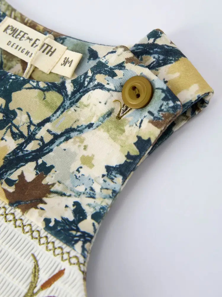 Camo Duck Smocking Embroidery Baby Boy Romper - Romper