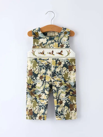 Camo Duck Smocking Embroidery Baby Boy Romper - Romper