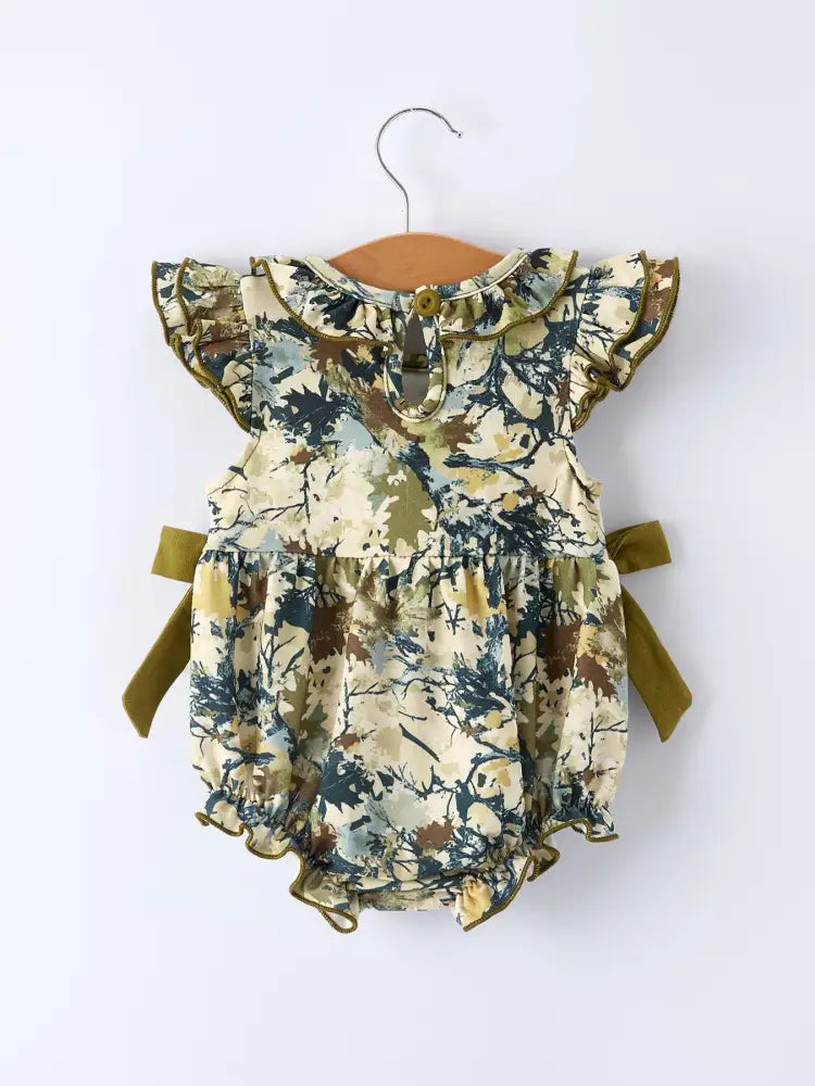 Duck Smocking Embroidery Baby Girls Camouflage Romper - Romper