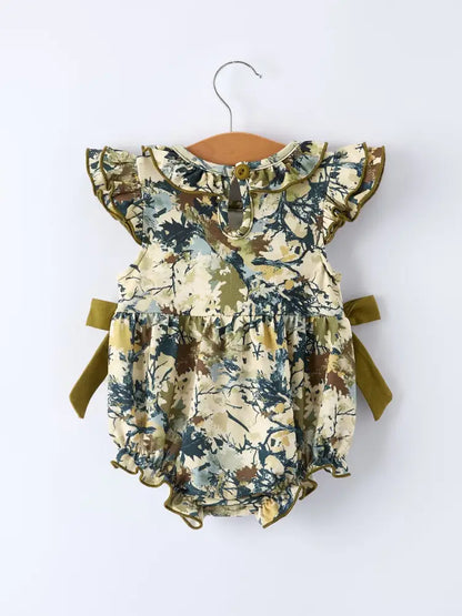 Duck Smocking Embroidery Baby Girls Camouflage Romper - Romper