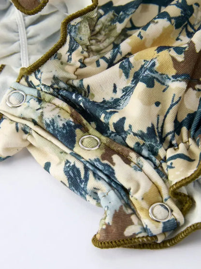 Duck Smocking Embroidery Baby Girls Camouflage Romper - Romper