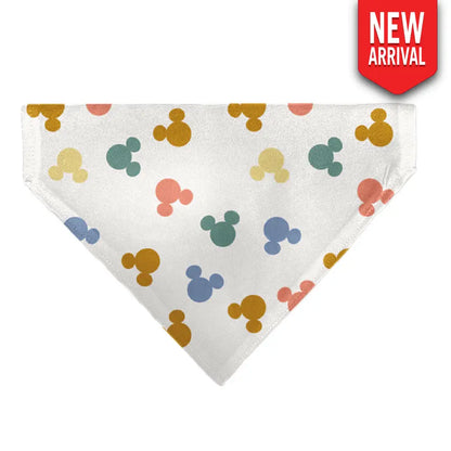 Pet Bandana - Mickey Mouse Ears Icon Scattered White Pet Bandanas