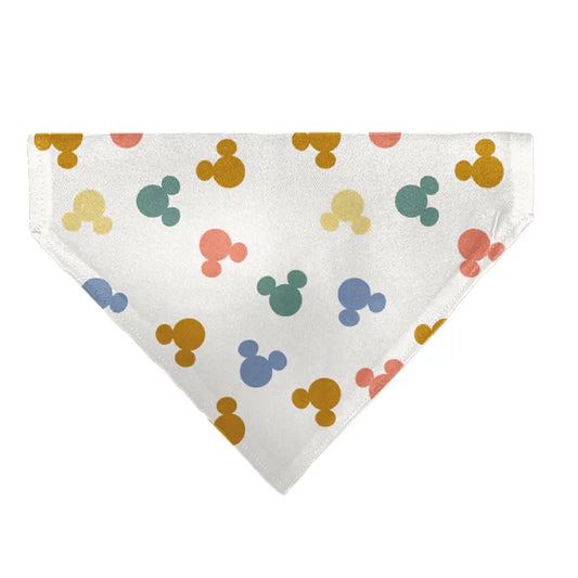 Pet Bandana - Mickey Mouse Ears Icon Scattered White Pet Bandanas