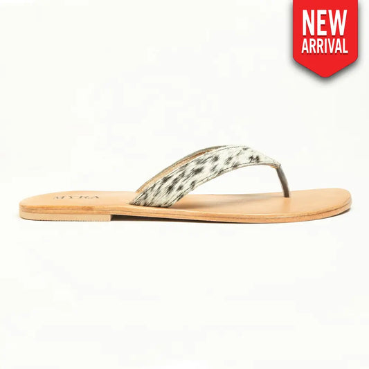 Myra Echo Valley Hairon Leather Sandals in Spotted Ivory - Shoes