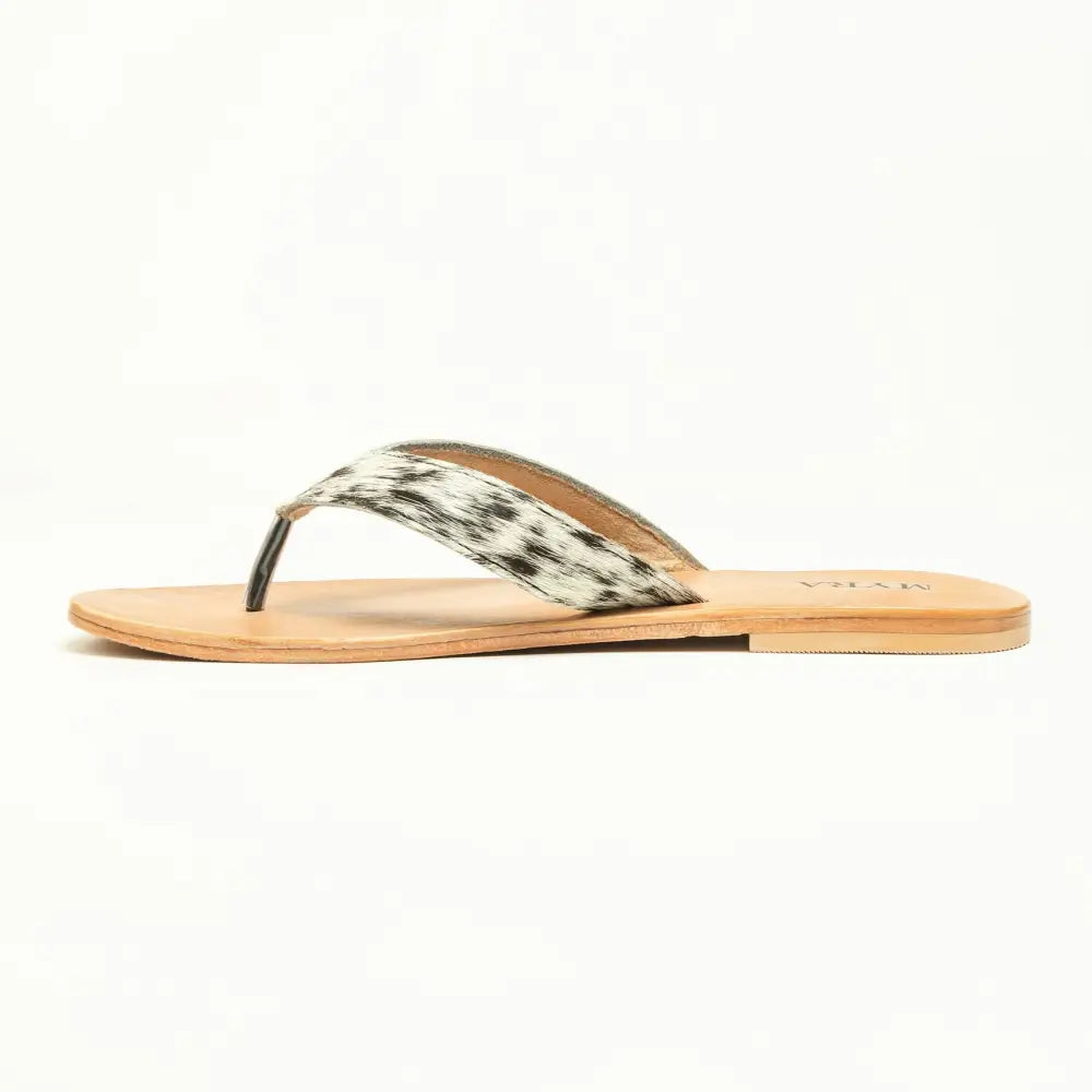 Myra Echo Valley Hairon Leather Sandals in Spotted Ivory - Shoes