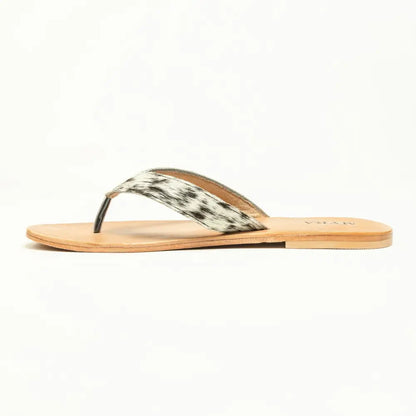 Myra Echo Valley Hairon Leather Sandals in Spotted Ivory - Shoes