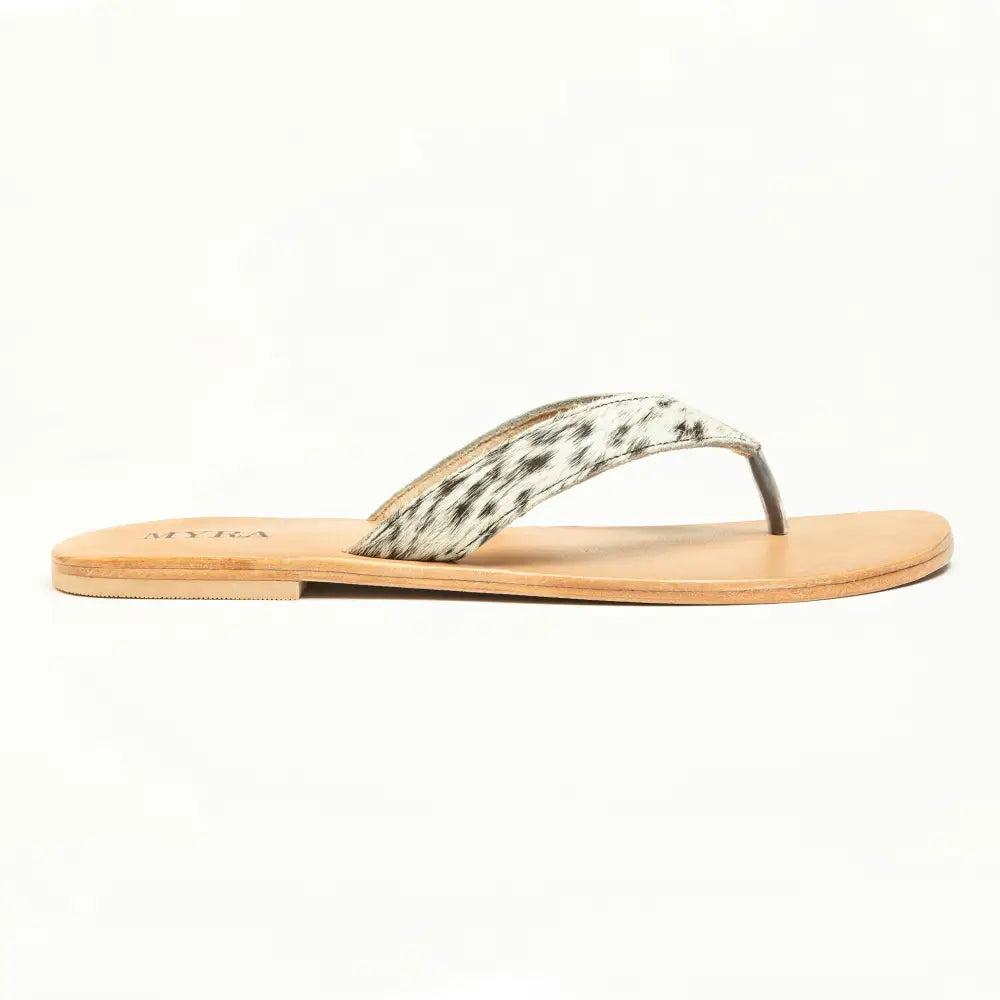 Myra Echo Valley Hairon Leather Sandals in Spotted Ivory - Shoes