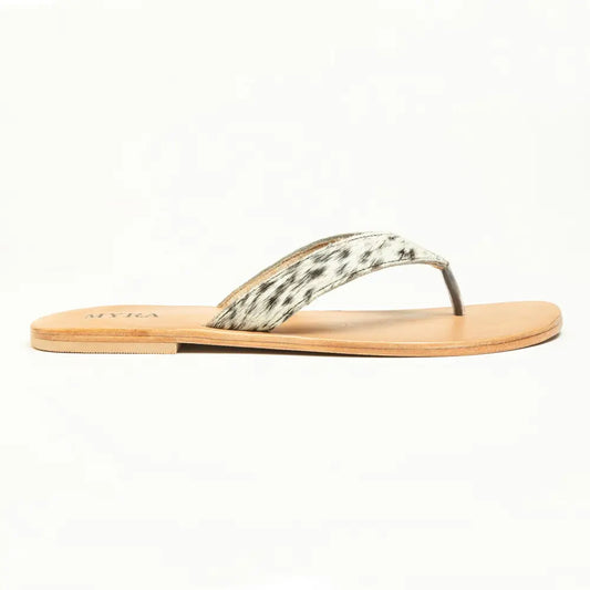 Myra Echo Valley Hairon Leather Sandals in Spotted Ivory - Shoes