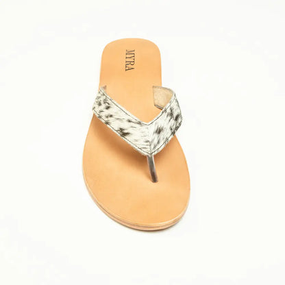 Myra Echo Valley Hairon Leather Sandals in Spotted Ivory - Shoes