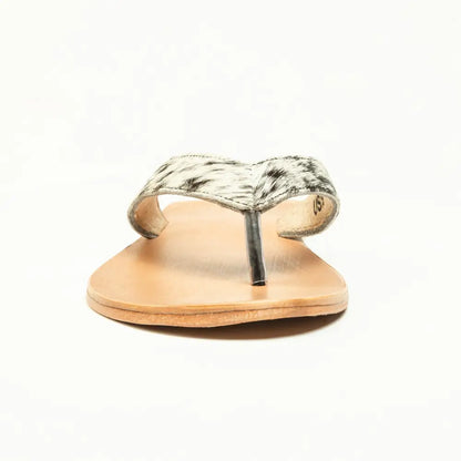 Myra Echo Valley Hairon Leather Sandals in Spotted Ivory - Shoes