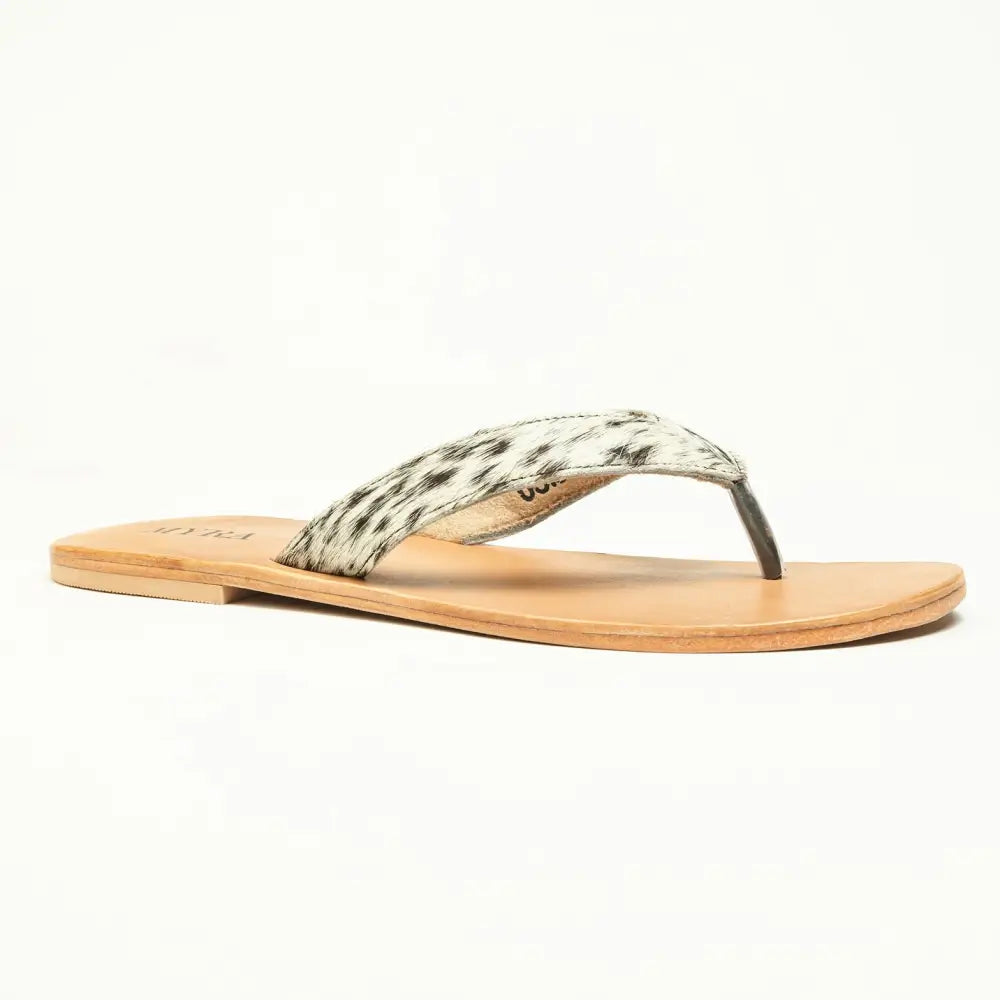 Myra Echo Valley Hairon Leather Sandals in Spotted Ivory - Shoes