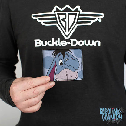 Bi-Fold Wallet - Winnie the Pooh Eeyore Character Close-Up Pose + Text Dot Blues Bi-Fold Wallets