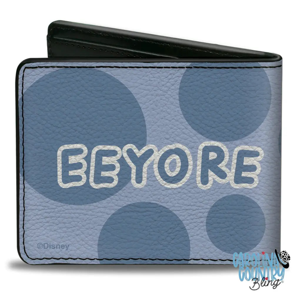 Bi-Fold Wallet - Winnie the Pooh Eeyore Character Close-Up Pose + Text Dot Blues Bi-Fold Wallets