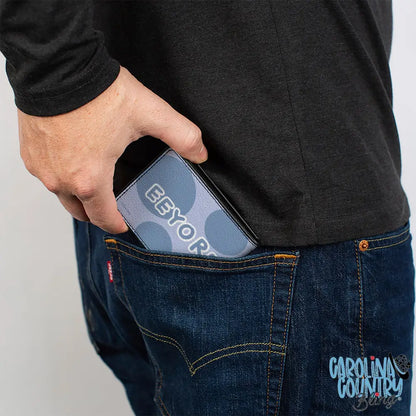 Bi-Fold Wallet - Winnie the Pooh Eeyore Character Close-Up Pose + Text Dot Blues Bi-Fold Wallets