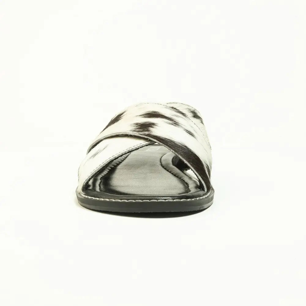 Myra El Paso Dawn Hairon Leather Sandals in Speckled White - Shoes