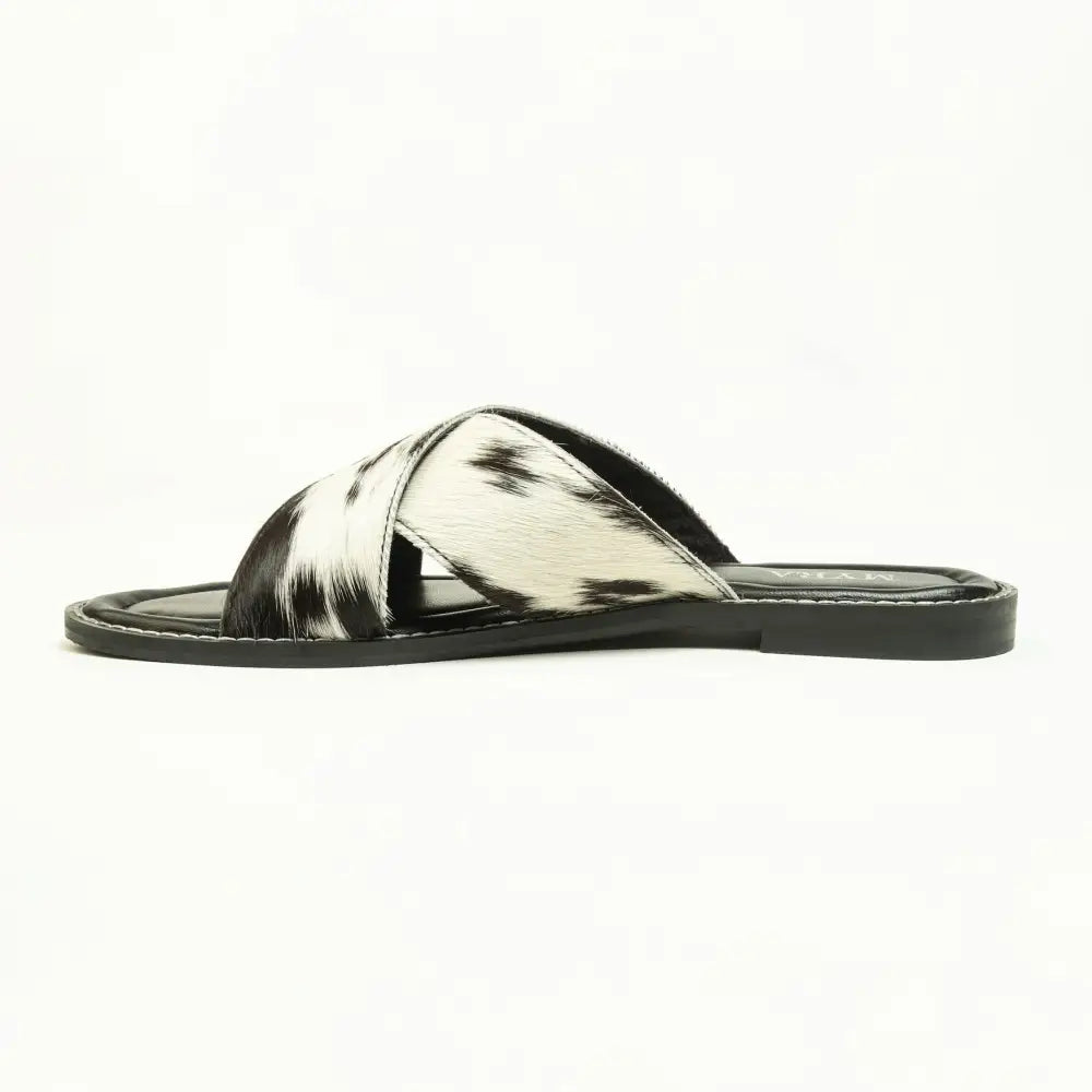 Myra El Paso Dawn Hairon Leather Sandals in Speckled White - Shoes