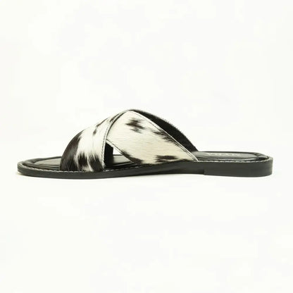 Myra El Paso Dawn Hairon Leather Sandals in Speckled White - Shoes