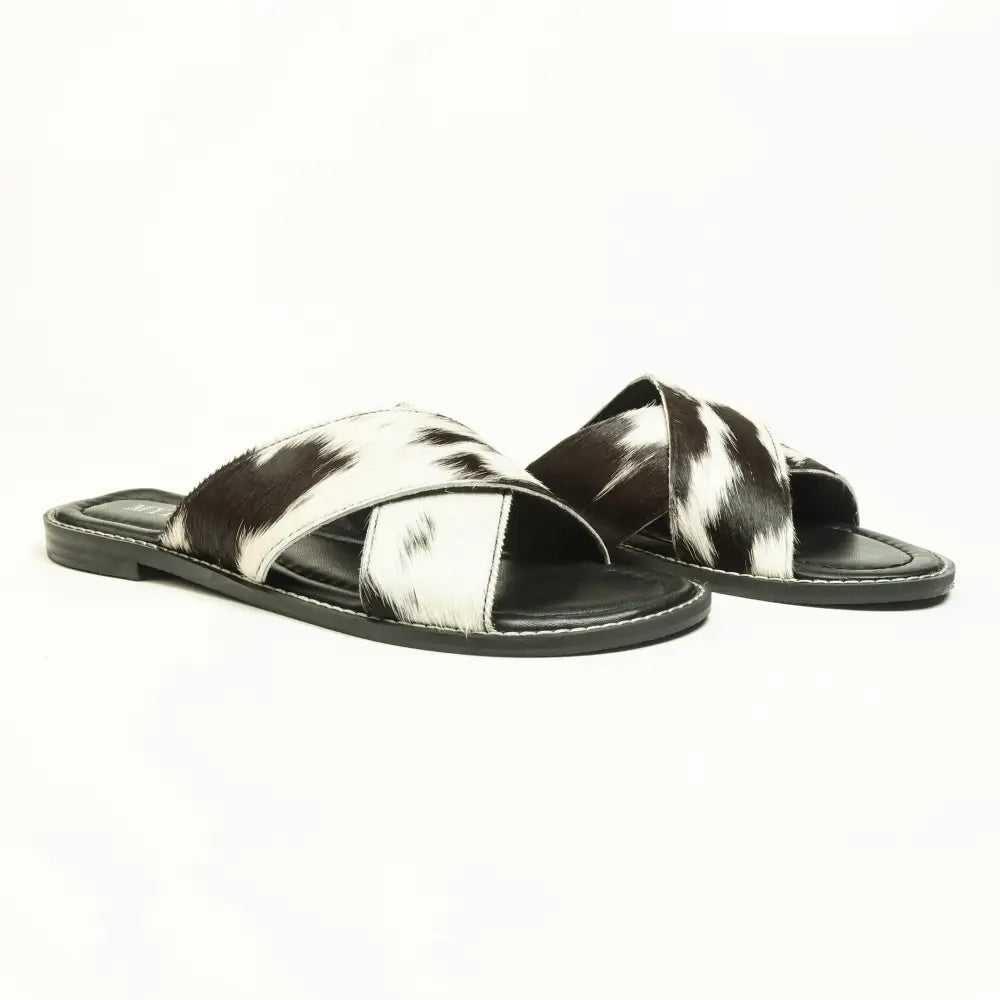Myra El Paso Dawn Hairon Leather Sandals in Speckled White - Shoes