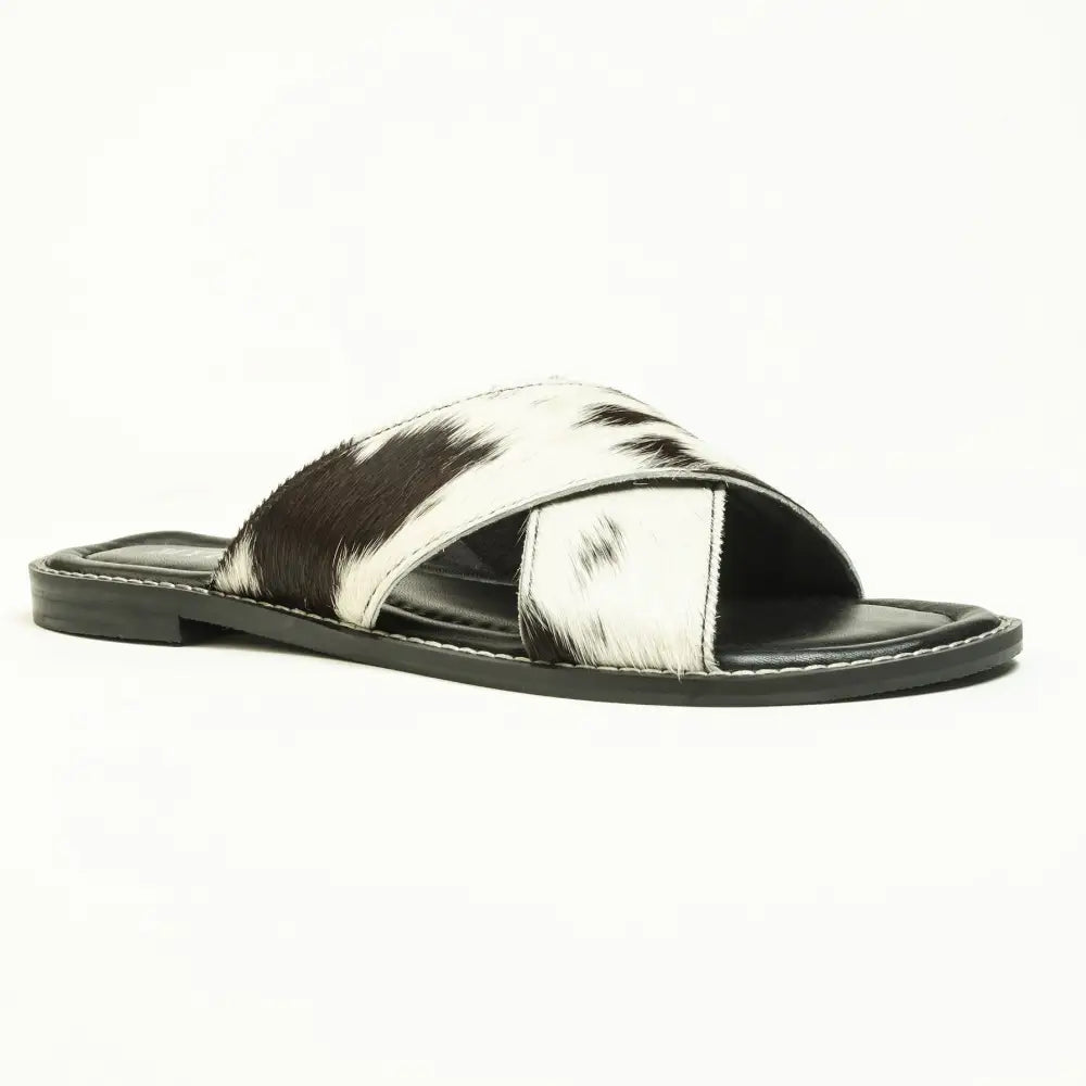 Myra El Paso Dawn Hairon Leather Sandals in Speckled White - Shoes