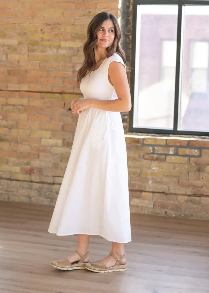 Eleanor White A-line Maxi Dress - IC Dresses