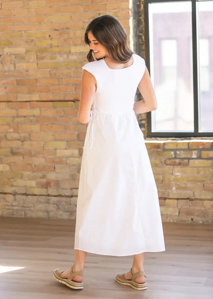 Eleanor White A-line Maxi Dress - IC Dresses
