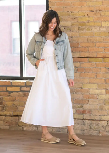 Eleanor White A-line Maxi Dress - IC Dresses