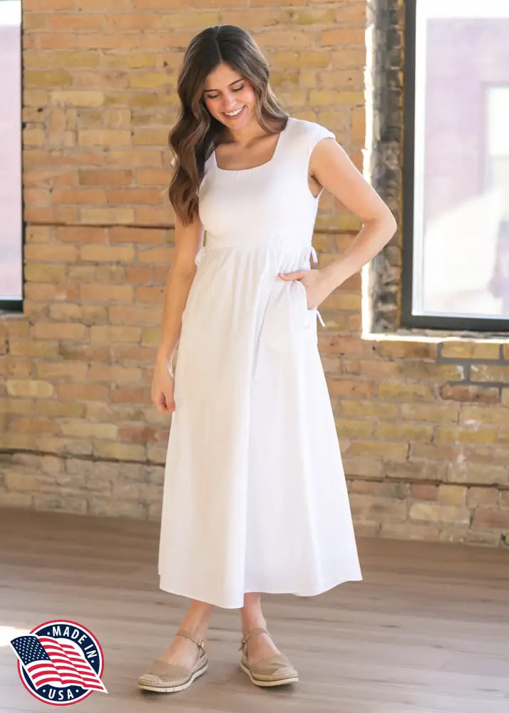 Eleanor White A-line Maxi Dress - IC Dresses