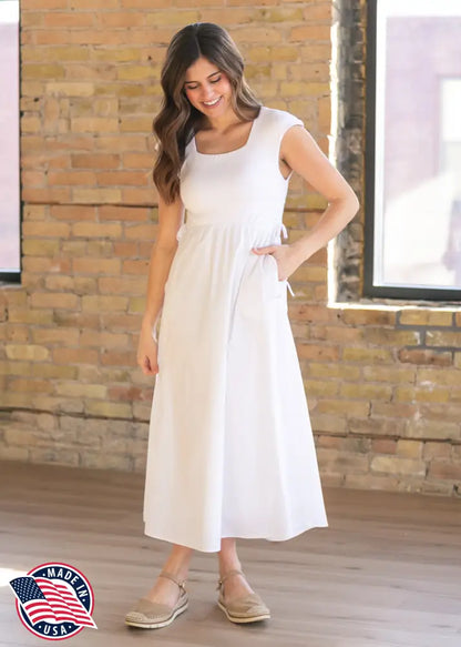 Eleanor White A-line Maxi Dress - IC Dresses