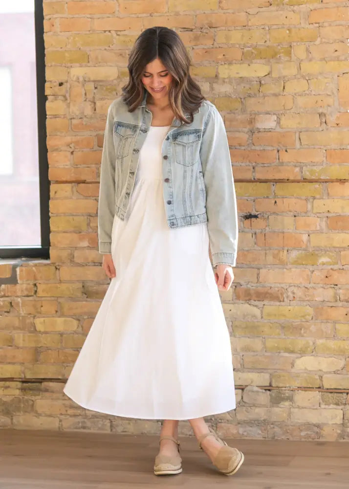 Eleanor White A-line Maxi Dress - IC Dresses