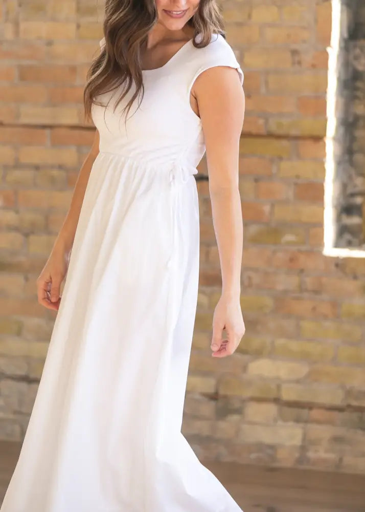 Eleanor White A-line Maxi Dress - IC Dresses