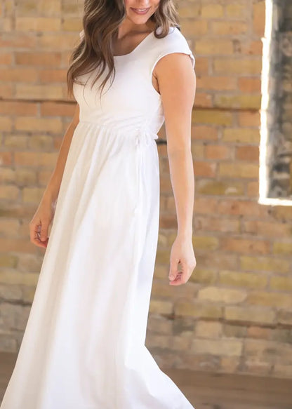 Eleanor White A-line Maxi Dress - IC Dresses
