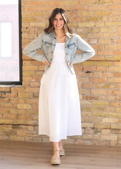 Eleanor White A-line Maxi Dress - IC Dresses