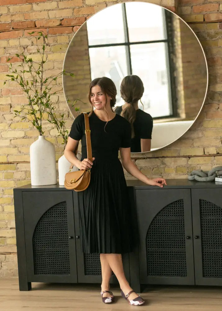 Emersyn Black Pleated Midi Dress - FINAL SALE - IC Dresses