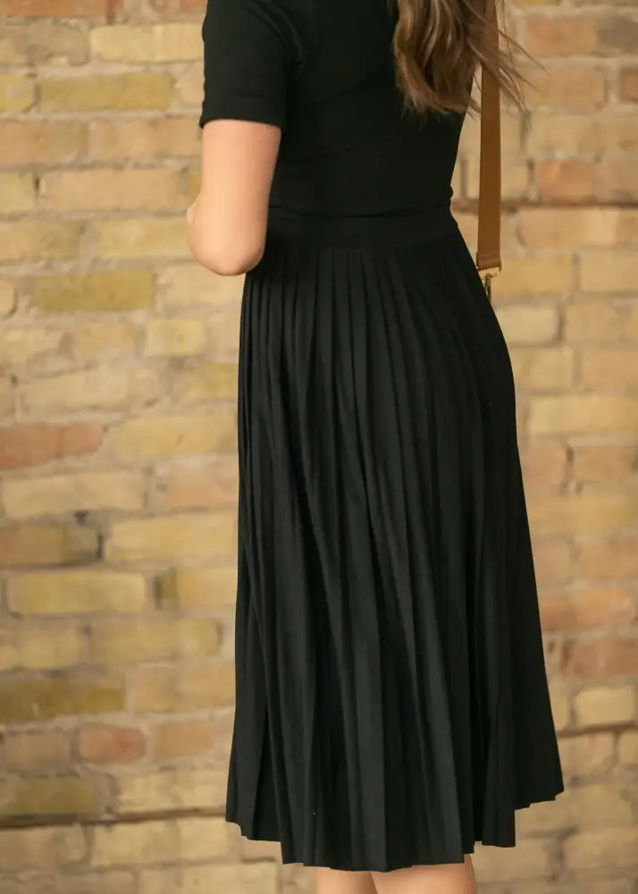Emersyn Black Pleated Midi Dress - FINAL SALE - IC Dresses