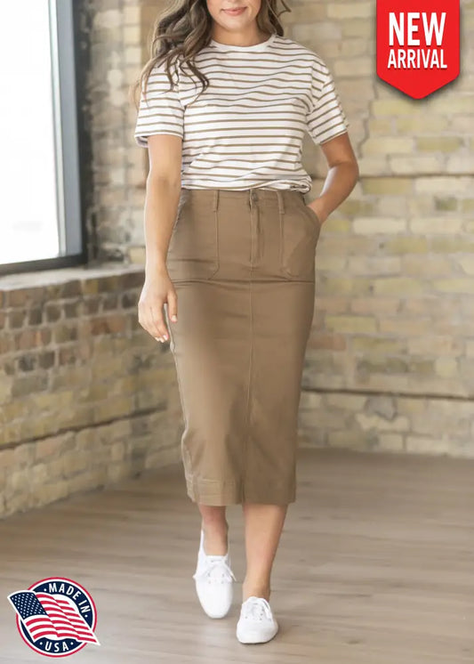 Erica Cotton Twill Midi Skirt - FINAL SALE - IC Skirts