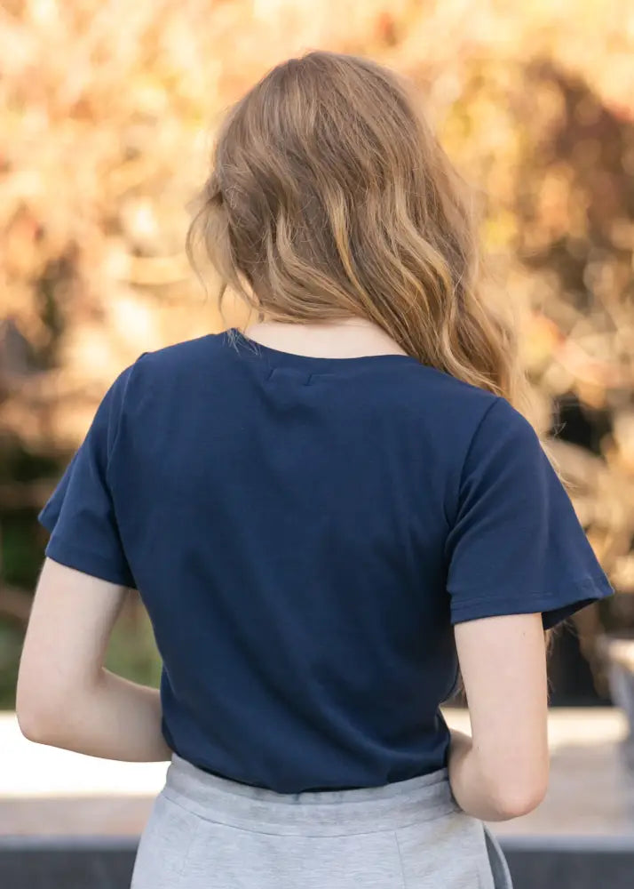 Essential Navy Flutter Sleeve Top - IC Tops
