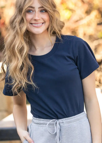 Essential Navy Flutter Sleeve Top - IC Tops